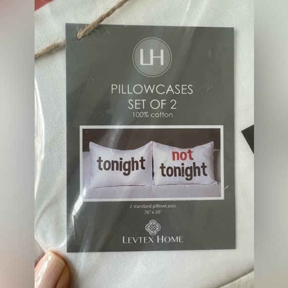 Levtex Pillowcases Set Of 2“Tonight”“Not Tonight”Wedding Gift Bridal.